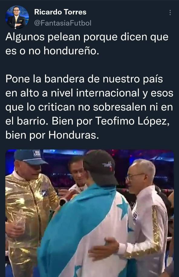 En Twitter se ha desatado la polémica sobre la nacionalidad de Teófimo López.
