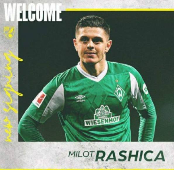 El Norwich City anunció el fichaje de Milot Rashica, procedente del descendido Werder Bremen por 10 millones de euros. Foto Norwich City- Twitter.