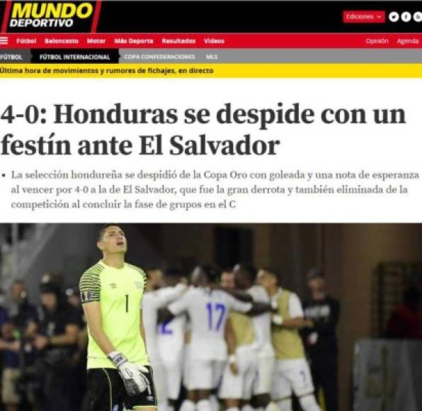 Mundo Deportivo de España señala que Honduras se dio un festín ante El Salvador.