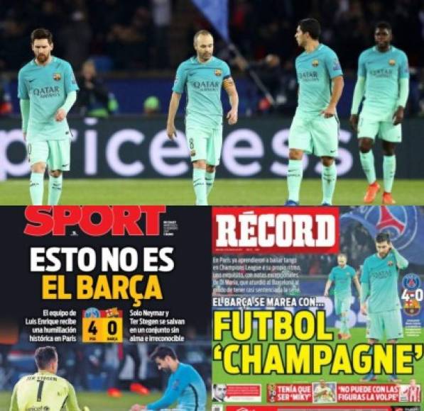 El Barcelona fue humillado 4-0 a manos del PSG el miércoles por la ida de los octavos de final de la Champions y hoy la prensa a nivel mundial se pronunció mediante sus portadas.