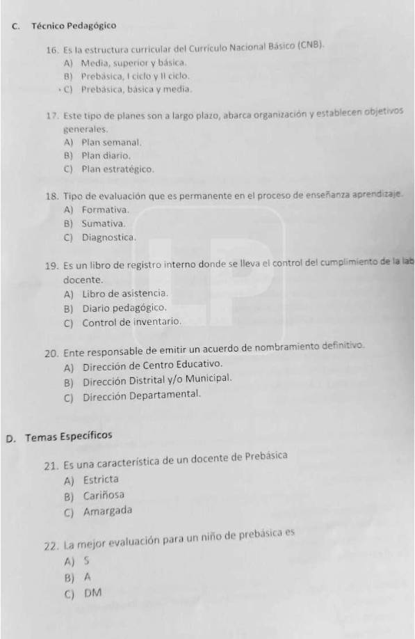 Examen en “servicio estricto” aplicado a los docentes.