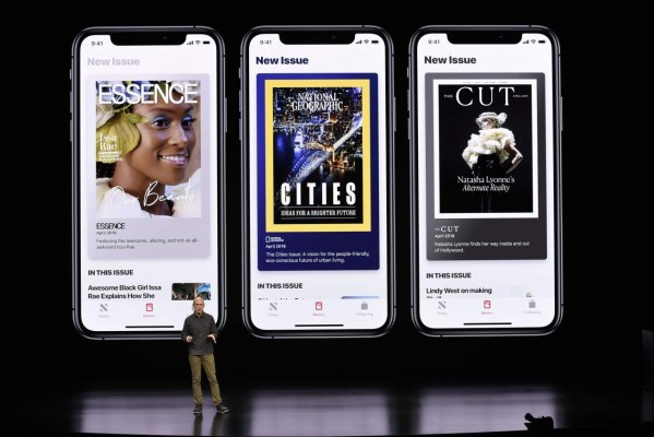 CUPERTINO, CA - MARCH 25: Roger Rosner, vice president of applications at Apple Inc., speaks during a company product launch event at the Steve Jobs Theater at Apple Park on March 25, 2019 in Cupertino, California. Apple Inc. announced the launch of it's new video streaming service, and unveiled a premium subscription tier to its News app. Michael Short/Getty Images/AFP== FOR NEWSPAPERS, INTERNET, TELCOS & TELEVISION USE ONLY ==