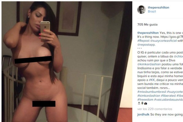 Suzy Cortéz desbanca a Kim Kardashian posando sin ropa