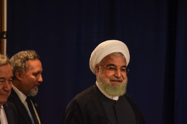 NEW YORK, NY - SEPTEMBER 25 : The President of Iran Hassan Rouhani arrives to meet UN Secretary-General António Guterres during the United Nations General Assembly at the United Nations on September 25, 2019 in New York City. The United Nations General Assembly, or UNGA, is expected to attract over 90 heads of state in New York City for a week of speeches, talks and high level diplomacy concerning global issues Stephanie Keith/Getty Images/AFP== FOR NEWSPAPERS, INTERNET, TELCOS & TELEVISION USE ONLY ==