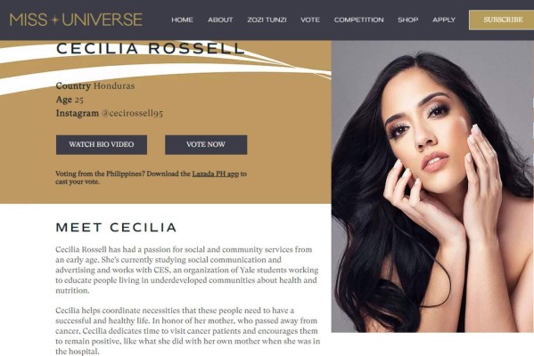 Miss Universo 2021: cómo votar por Cecilia Rossell, Miss Honduras Universo