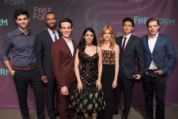 NEW YORK, NEW YORK - APRIL 07: (L-R) Actors Matthew Daddario, Isaiah Mustafa, Alberto Rosende, Emeraude Toubia, Katherine McNamara, Harry Shum Jr, and Dominic Sherwood attend the 2016 Freeform Upfront at Spring Studios on April 7, 2016 in New York City. (Photo by Mike Pont/WireImage)