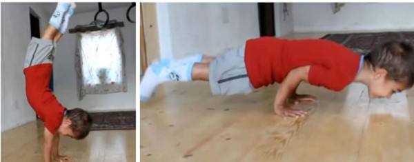 Sencillamente impresionante es lo que hace un pequeño rumano de cinco años al deslumbrar con sus flexiones﻿. Foto tomado YouTube