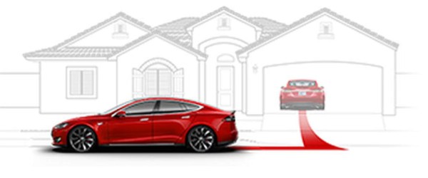 Los vehículos Tesla se estacionan solos en el garaje