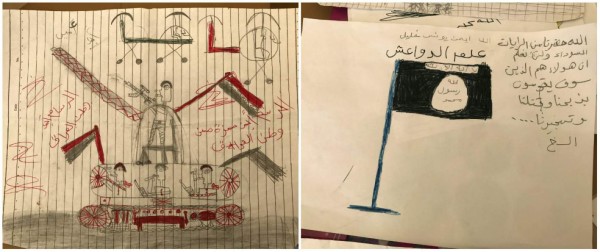 Dibujos que muestran los traumas de los niños desplazados de Mosul