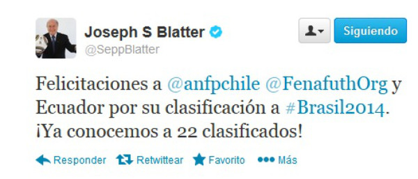 Joseph Blatter felicita a Honduras