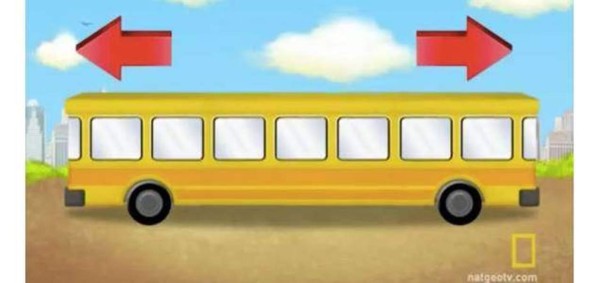 ¿En qué sentido avanza el autobús?