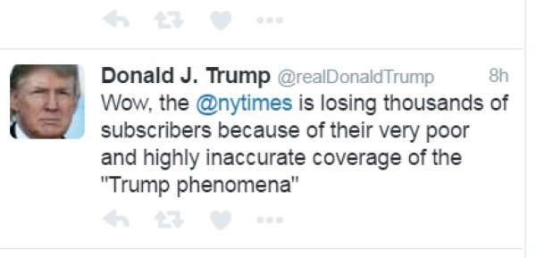 Trump regresa a Twitter y fustiga a The New York Times