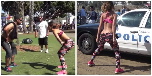 Escándalo por sexy twerking de bailarina en la calle