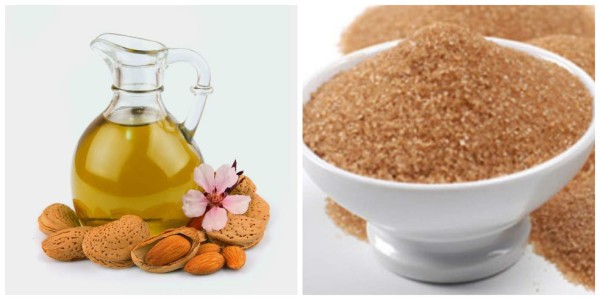Aceite de almendras y azúcar para exfoliar