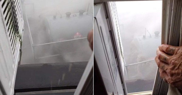 Viral: hombre abre ventana durante paso del huracán Ida y el viento la arranca