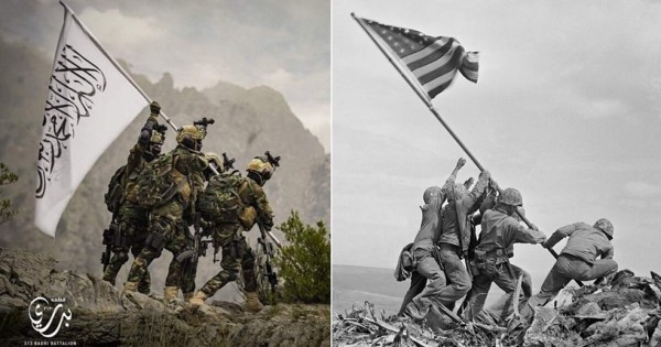 Talibanes se burlan de EEUU imitando icónica imagen de la Segunda Guerra Mundial