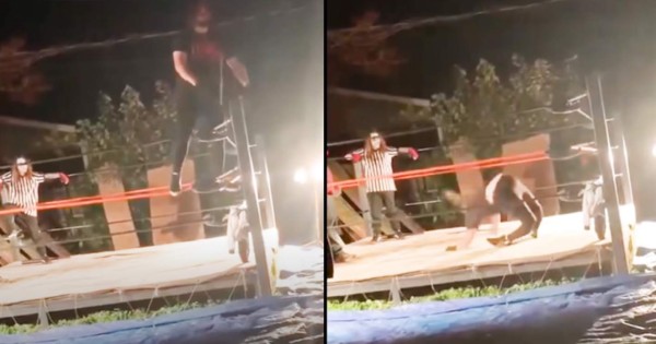 Video viral: luchador se rompe las dos piernas tras saltar al ring