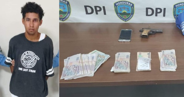 Supuesto asaltante es capturado con más de L32,000 y 520 dólares