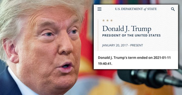 'Mandato de Donald Trump finalizó': el confuso anuncio en web del Departamento de Estado