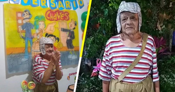 Abuelito festeja su cumpleaños como 'El Chavo del 8' y las redes lo aman
