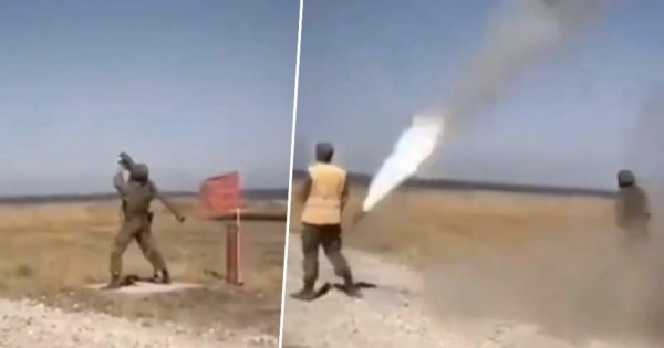 Video viral: soldado novato casi provoca una tragedia al manipular lanzacohete