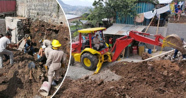 Con palas y retroexcavadora, bomberos rescatan con vida a trabajador soterrado