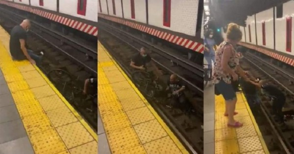 Video viral: hombre en silla de ruedas cae a las vías del metro y es rescatado en el último momento