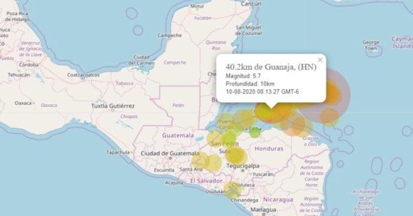Sismo de magnitud 5.7 se registra en el Caribe de Honduras