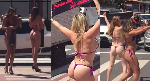 Modelos con diminutos bikinis provocan accidente