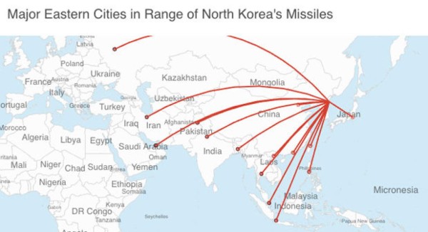 Mapas muestran países en riesgo por misiles norcoreanos