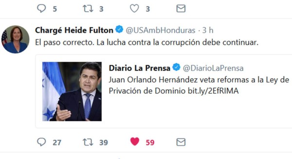 Heide Fulton: Veto del presidente fue 'el paso correcto'