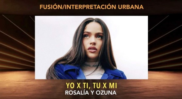 MIAMI, FLORIDA - NOVEMBER 19: In this screengrab, Rosalía is named winner of the Best Urban Fusion/Performance award for 'Yo x Ti, Tu x Mi' at the Premiere Ceremony during The 21st Annual Latin GRAMMY Awards at American Airlines Arena on November 19, 2020 in Miami, Florida. Amy Sussman/Getty Images for The Latin Recording Academy/AFP