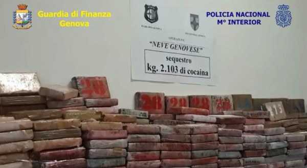 Italia: Incautan dos toneladas de cocaína de Colombia destinada a España