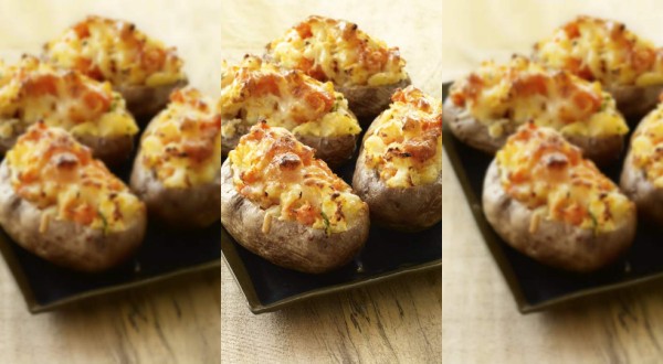 Papas rellenas de queso y jamón