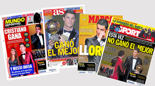 Cristiano llena las portadas con su Balón de Oro y sus lágrimas