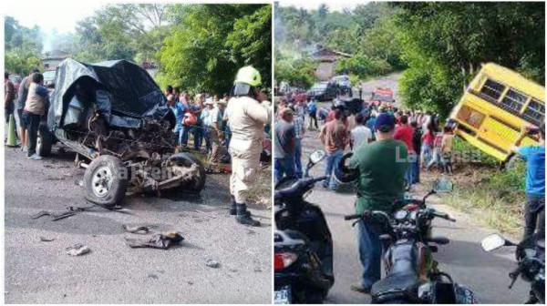 Hombre muere al colisionar de frente con bus en Lepaera