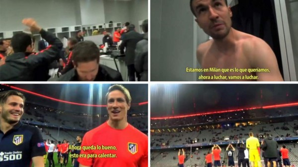 La celebración del Atlético por el pase a la final, desde dentro