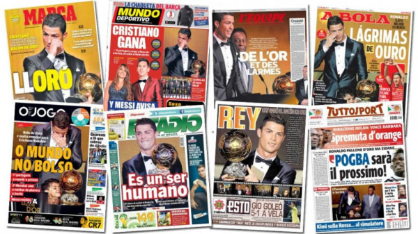 Cristiano llena las portadas con su Balón de Oro y sus lágrimas