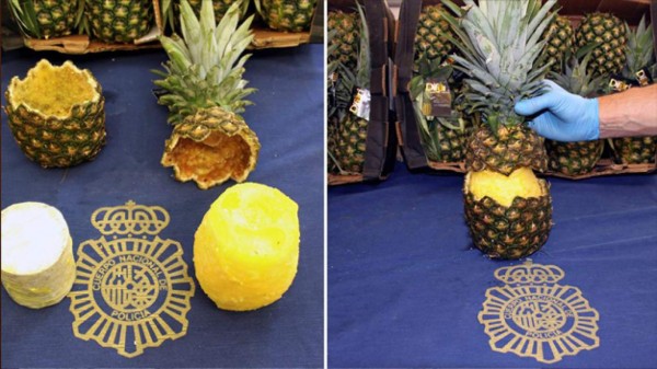 Policía incauta 67 kilos de cocaína dentro de piñas procedentes de Costa Rica