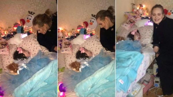 Adele hace emotiva visita a una niña enferma