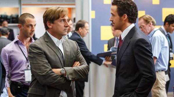 Steve Carell plays Mark Baum and Ryan Gosling plays Jared Vennett in <em>The Big Short</em>. Director Adam McKay says, 'One of my favorite moments in the movie is where you see ... Mark Baum make a large chunk of money and feel absolutely disgusted by it.'