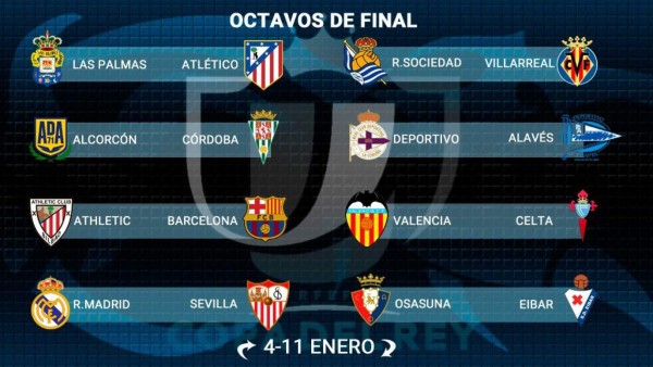 Athletic-Barcelona y Real Madrid-Sevilla en los octavos de la Copa del Rey