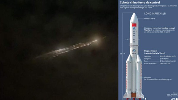 Científicos expectantes al impacto del cohete chino en la Tierra