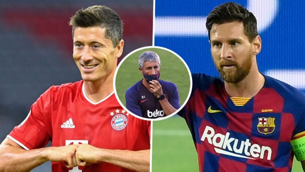 Quique Setién: 'Lewandowski no está a la altura de Messi'