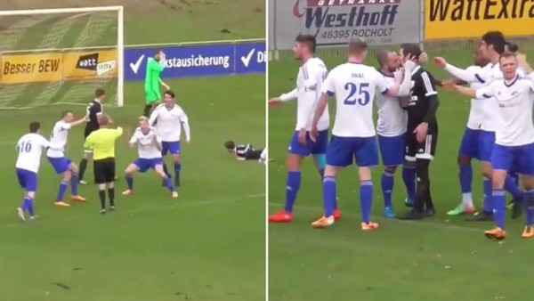 VIDEO: Futbolista finge un penal, le dice al árbitro que no es y un rival lo besa