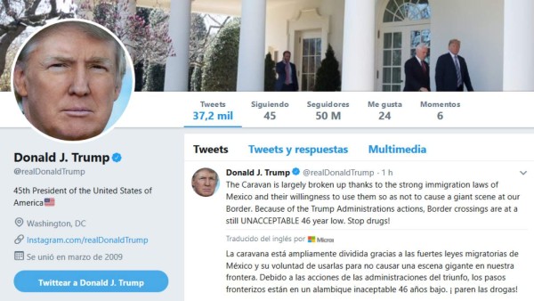 Trump aplaude a México por disolver caravana de inmigrantes