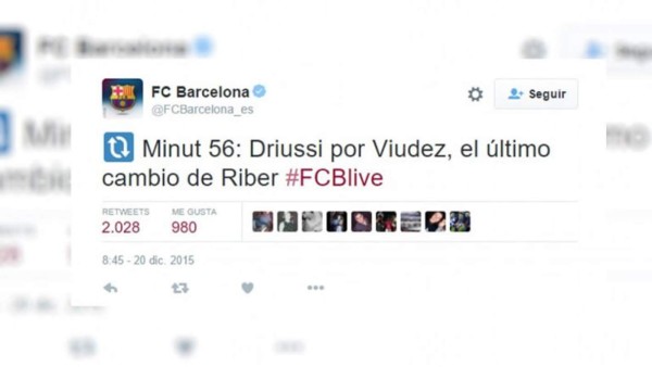 ¿Error con sabor a broma? Barcelona escribió 'Riber' en su Twitter