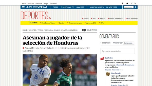 Asesinato de Arnold Peralta impacta en medios internacionales