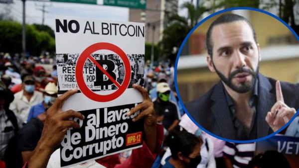 Exguerrilleros salvadoreños protestan contra el bitcóin y exigen más pensión