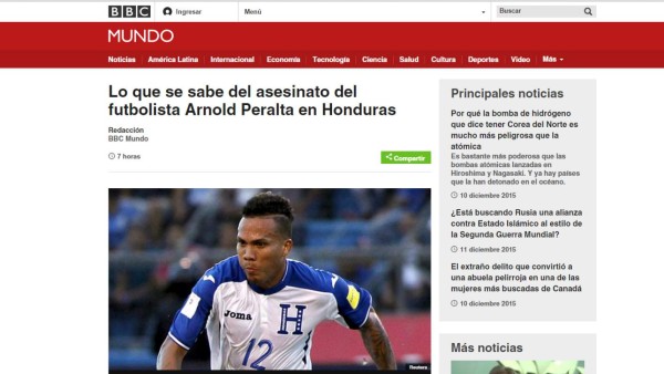 Asesinato de Arnold Peralta impacta en medios internacionales